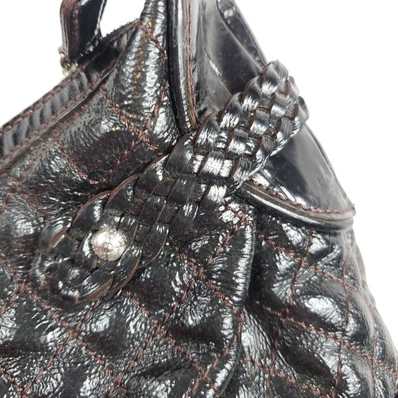 Brighton Black Quilted Leather Braided Trim Large Shoulder Bag - Picture 10 of 16